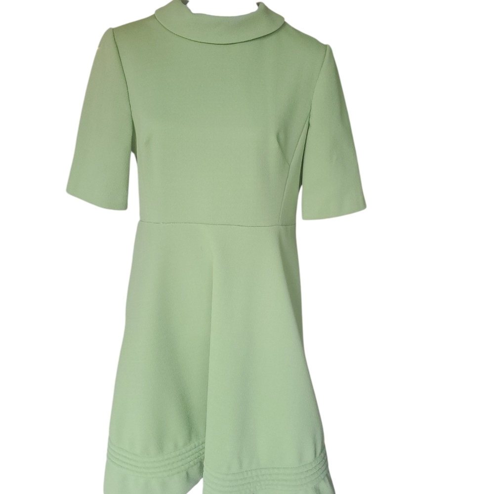 Vintage 1960s Edith Flagg Green Knit Fit and Flare Dress